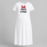 Mama Mouse Cute Printed Feeding Maternity Maxi - WHITE - Extra Small (Chest 32")