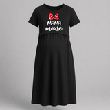 Mama Mouse Cute Printed Feeding Maternity Maxi - BLACK - Extra Small (Chest 32")