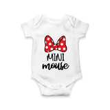 Mini Mouse Bow Style Baby Romper - WHITE - New Born (Chest 14")