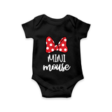 Mini Mouse Bow Style Baby Romper - BLACK - New Born (Chest 14")