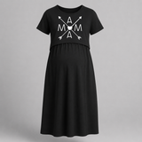 Mama Arrow Heart Printed Pregnancy Maxi - BLACK - Extra Small (Chest 32")