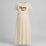 Queen Bee Printed Maternity Feeding Dress - IVORY - Extra Small (Chest 32")