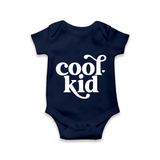 Cool Kid Typography Baby Romper - NAVY BLUE - New Born (Chest 14")