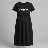 Minimal Mom Floral Printed Maternity Maxi - BLACK - Extra Small (Chest 32")