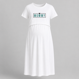 Mommy Typography Printed Maternity Maxi Dress - WHITE - Extra Small (Chest 32")