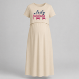 Lucky Mama Printed Feeding Maternity Maxi - IVORY - Extra Small (Chest 32")