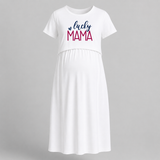 Lucky Mama Printed Feeding Maternity Maxi - WHITE - Extra Small (Chest 32")