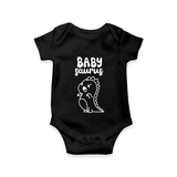 Tiny Dino Adventure Printed Baby Romper - BLACK - New Born (Chest 14")