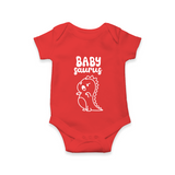Tiny Dino Adventure Printed Baby Romper - RED - New Born (Chest 14")