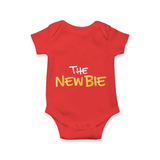 Hello Little Newbie Statement Printed Baby Romper - RED - New Born (Chest 14")