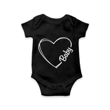 Heartfelt Love Outline Printed Baby Romper - BLACK - New Born (Chest 14")