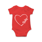 Heartfelt Love Outline Printed Baby Romper - RED - New Born (Chest 14")