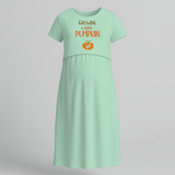 "Growing A Little Pumpkin " - Comfort Fit Maternity Maxi Dress With Prints - MINT GREEN - Extra Small (Chest 32")