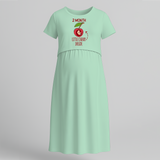 "2 Month"- Comfort Fit Maternity Maxi Dress With Prints - MINT GREEN - Extra Small (Chest 32")