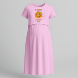 "5 Month"- Comfort Fit Maternity Maxi Dress With Prints - BABY PINK - Extra Small (Chest 32")