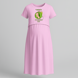 "9 Month"- Comfort Fit Maternity Maxi Dress With Prints - BABY PINK - Extra Small (Chest 32")