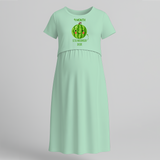 "9 Month - Little Watermelon Inside "- Comfort Fit Maternity Maxi Dress With Prints - MINT GREEN - Extra Small (Chest 32")