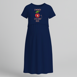 "2 Month"- Comfort Fit Maternity Maxi Dress With Prints - NAVY BLUE - Extra Small (Chest 32")