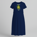 "4 Month"- Comfort Fit Maternity Maxi Dress With Prints - NAVY BLUE - Extra Small (Chest 32")