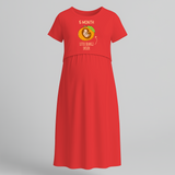 "5 Month"- Comfort Fit Maternity Maxi Dress With Prints - RED - Extra Small (Chest 32")