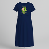 "9 Month"- Comfort Fit Maternity Maxi Dress With Prints - NAVY BLUE - Extra Small (Chest 32")