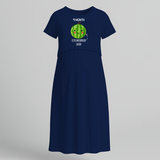 "9 Month - Little Watermelon Inside "- Comfort Fit Maternity Maxi Dress With Prints - NAVY BLUE - Extra Small (Chest 32")