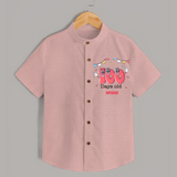 100 Days 100 | Personalized Baby Shirt for 100 Days Milestone - PEACH - 0 - 6 Months Old (Chest 23")