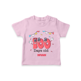 100 Days 100 | Personalized Baby T-Shirt for 100 Days Milestone - BABY PINK - 0-5 Months Old (Chest 17")