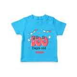 100 Days 100 | Personalized Baby T-Shirt for 100 Days Milestone - SKY BLUE - 0-5 Months Old (Chest 17")