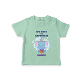 100 Days of Happiness T-Shirt | Custom Baby T-Shirt for 100 Days Celebration - MINT GREEN - 0-5 Months Old (Chest 17")