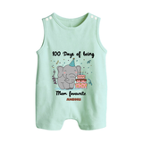 100 Days of Being Mom’s Favorite Romper Suit | Custom Baby Romper Suit for 100 Days - MINT GREEN - 0 - 5 Months Old (Chest 18")