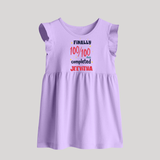 Finally 100/100 Days Completed Baby Frock | Personalized Baby Frock for 100 Days - LILAC - 0 - 3 Months Old (Chest 17")