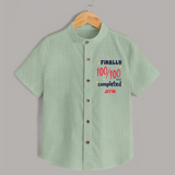Finally 100/100 Days Completed Shirt | Personalized Baby Shirt for 100 Days - MINT GREEN - 0 - 6 Months Old (Chest 23")