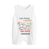 Let’s Party I Turned 100 Days Romper Suit | Custom Baby Romper Suit for 100 Days Celebration - WHITE - 0 - 5 Months Old (Chest 18")