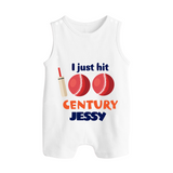 I Just Hit 100 Century Romper Suit | Custom Baby Romper Suit for 100 Days Celebration - WHITE - 0 - 5 Months Old (Chest 18")