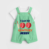 I Just Hit 100 Century Dungaree Set | Custom Baby Dungaree Set for 100 Days Celebration - GREEN - 0 - 5 Months Old (Chest 18")