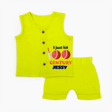 I Just Hit 100 Century Jabla Set | Custom Baby Jabla Set for 100 Days Celebration - LIME GREEN - 0 - 3 Months Old (Chest 9.8")
