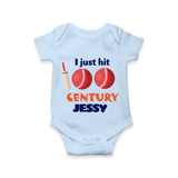 I Just Hit 100 Century Romper | Custom Baby Romper for 100 Days Celebration - BABY BLUE - New Born (Chest 14")