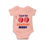 I Just Hit 100 Century Romper | Custom Baby Romper for 100 Days Celebration - PEACH - New Born (Chest 14")