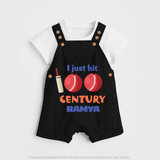 I Just Hit 100 Century Dungaree Set | Custom Baby Dungaree Set for 100 Days Celebration - BLACK - 0 - 5 Months Old (Chest 18")