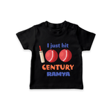 I Just Hit 100 Century T-Shirt | Custom Baby T-Shirt for 100 Days Celebration - BLACK - 0-5 Months Old (Chest 17")