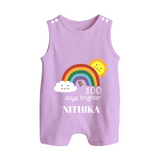 100 Days Brighter Romper Suit | Personalized Baby Romper Suit for 100 Days of Joy - LILAC - 0 - 5 Months Old (Chest 18")