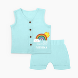 100 Days Brighter Jabla Set | Personalized Baby Jabla Set for 100 Days of Joy - BABY BLUE - 0 - 3 Months Old (Chest 9.8")