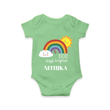 100 Days Brighter Romper | Personalized Baby Romper for 100 Days of Joy - GREEN - New Born (Chest 14")