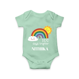 100 Days Brighter Romper | Personalized Baby Romper for 100 Days of Joy - MINT GREEN - New Born (Chest 14")
