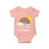 100 Days Brighter Romper | Personalized Baby Romper for 100 Days of Joy - PEACH - New Born (Chest 14")