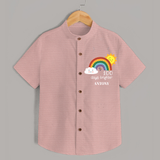 100 Days Brighter Shirt | Personalized Baby Shirt for 100 Days of Joy - PEACH - 0 - 6 Months Old (Chest 23")