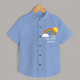 100 Days Brighter Shirt | Personalized Baby Shirt for 100 Days of Joy - SKY BLUE - 0 - 6 Months Old (Chest 23")