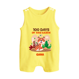 100 Days on This Earth Romper Suit | Personalized Baby Romper Suit for 100 Days - PASTEL YELLOW - 0 - 5 Months Old (Chest 18")