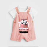 Amazing 200 Days Dungaree Set | Custom Baby Dungaree Set for 200 Days Celebration - PEACH - 0 - 5 Months Old (Chest 18")
